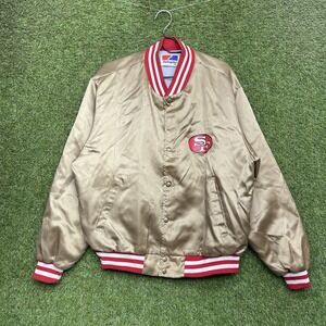 Vintage San Francisco 49ers Satin Jacket Mens XL Swingster Gold Snap Varsity 90s